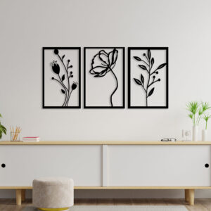 3 Piece Flower Set Metal Wall Art4