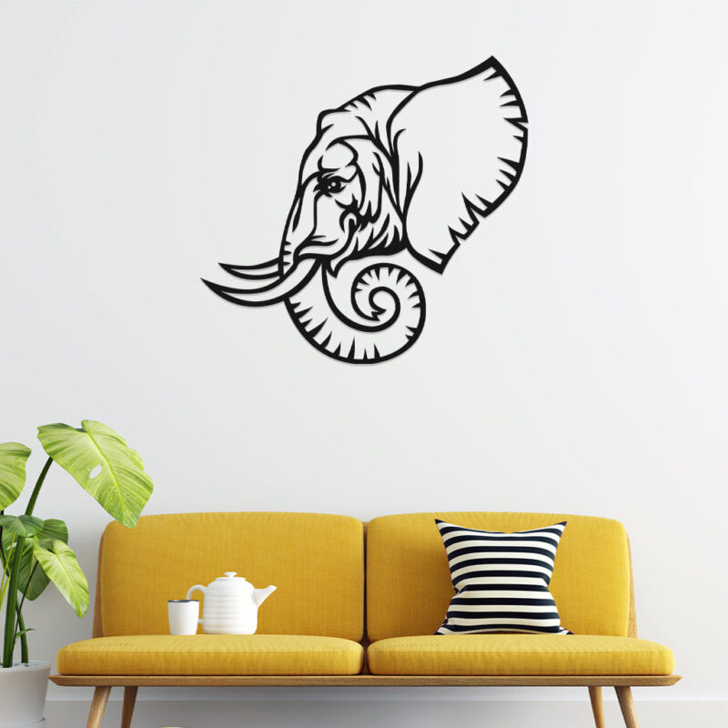 3D Look Elephant Face Metal Wall Art 800x800 1