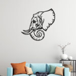 3D Look Elephant Face Metal Wall Art2