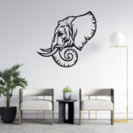 3D Look Elephant Face Metal Wall Art3