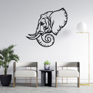 3D Look Elephant Face Metal Wall Art3