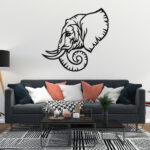 3D Look Elephant Face Metal Wall Art4