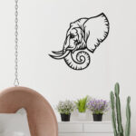 3D Look Elephant Face Metal Wall Art5