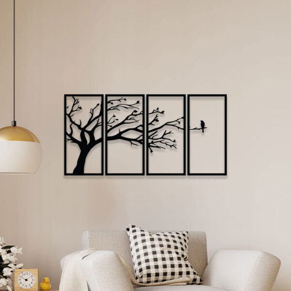 Alone Bird In Forest Metal Wall Art