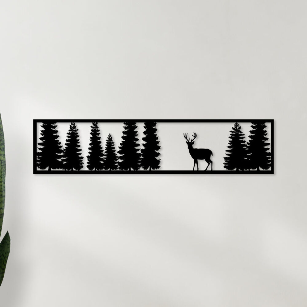 Deer in Forest Metal Wall Art1