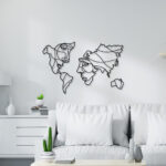 Face Shaped World Map Metal Wall Art