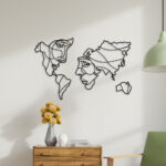 Face Shaped World Map Metal Wall Art3