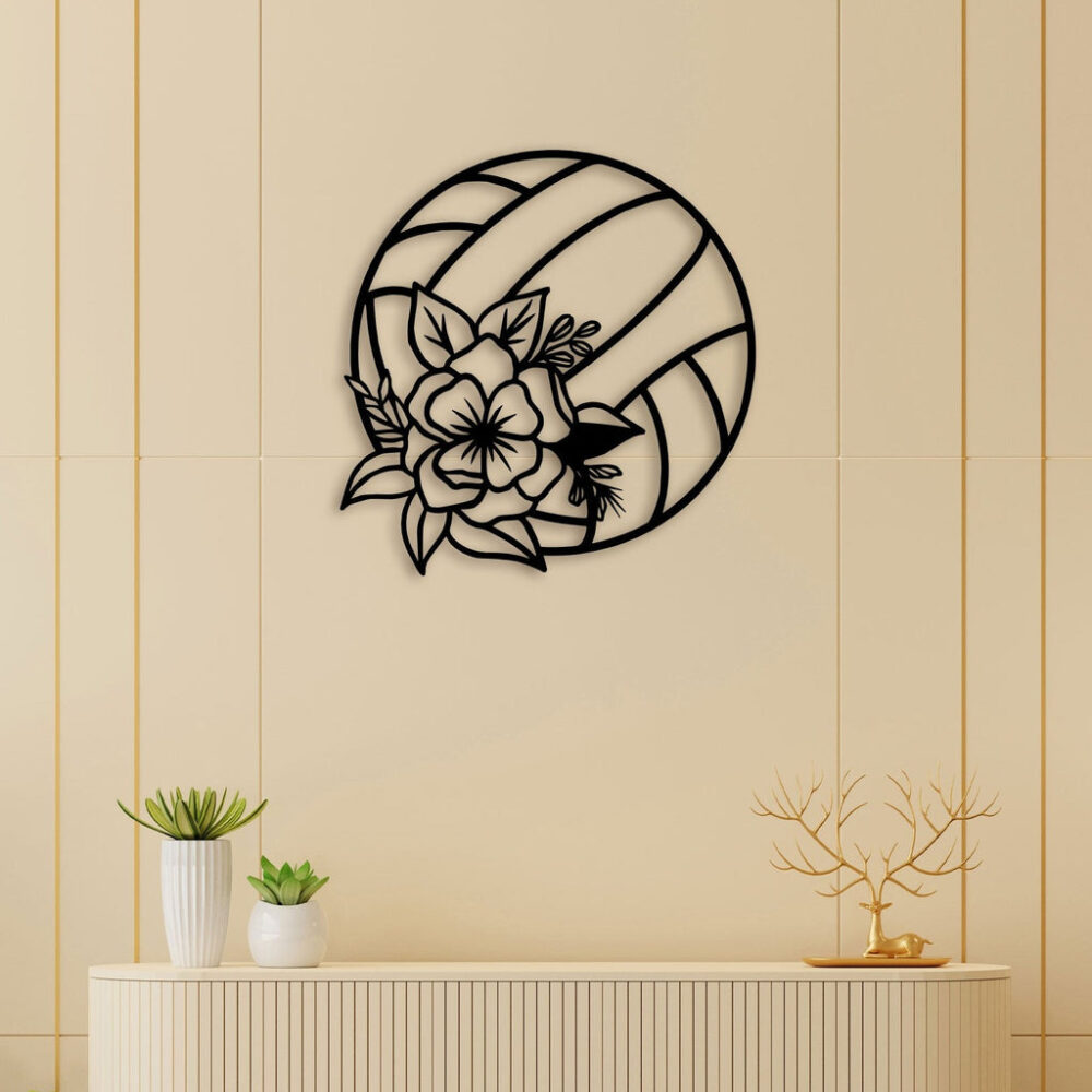 Flower On Ball Metal Wall Art2