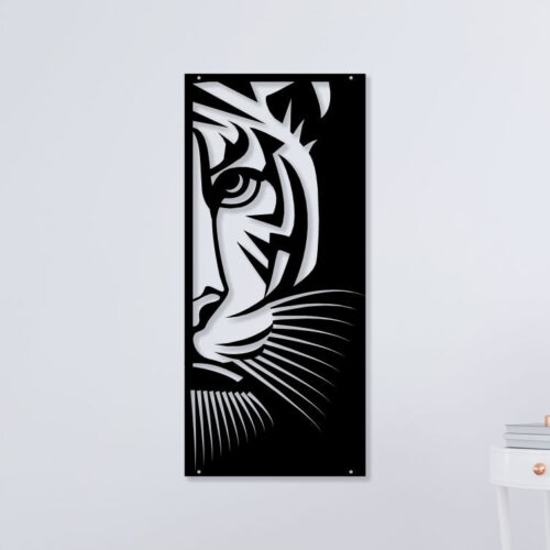 Half Tiger Face Metal Wall Art1