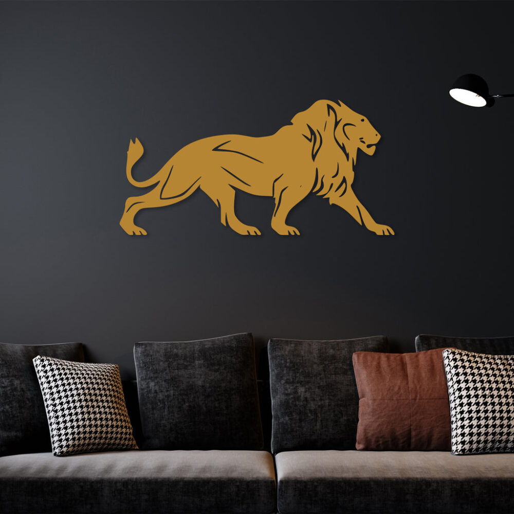 Lion Walking Metal Wall Art3