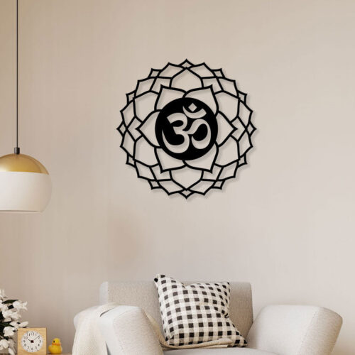 Om With Flower Metal Wall Art