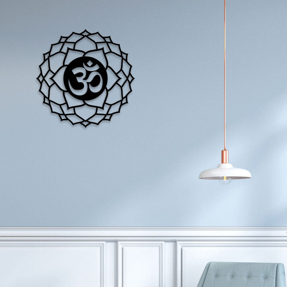 Om With Flower Metal Wall Art2