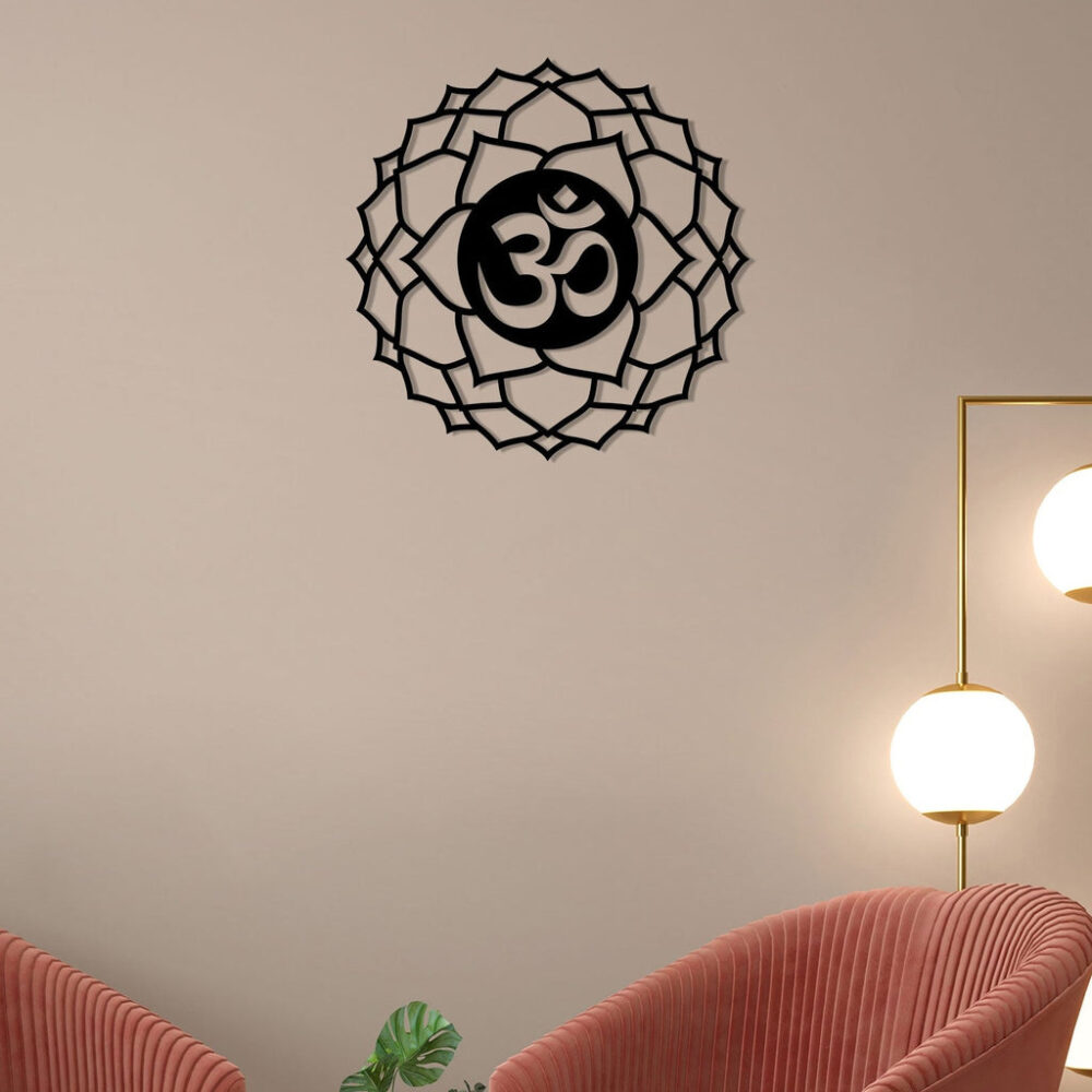 Om With Flower Metal Wall Art4
