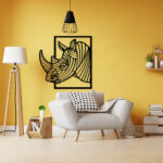 Rhinoceros with Big Horn Metal Wall Art1