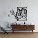 Rhinoceros with Big Horn Metal Wall Art2