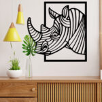 Rhinoceros with Big Horn Metal Wall Art3