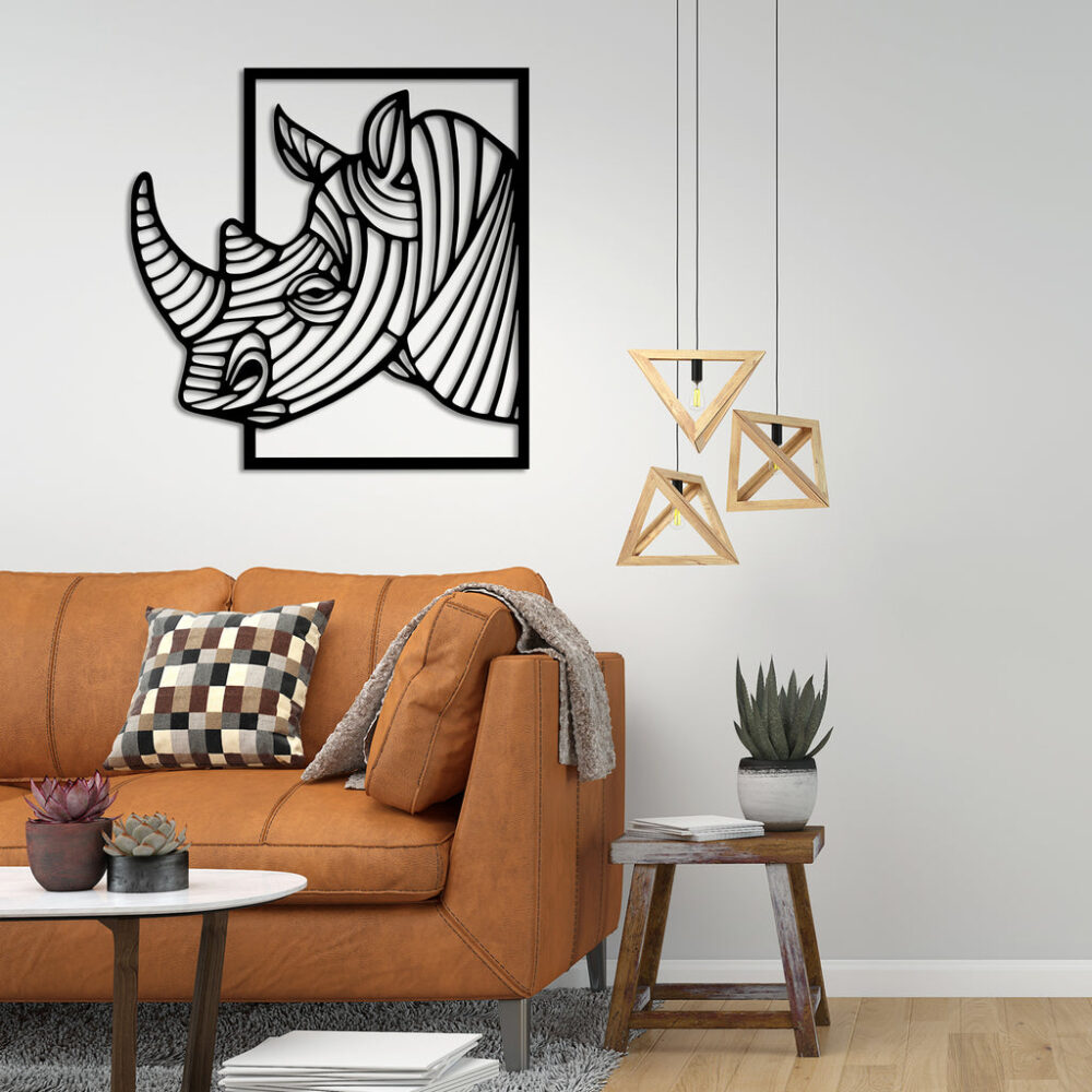 Rhinoceros with Big Horn Metal Wall Art4