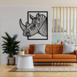 Rhinoceros with Big Horn Metal Wall Art6