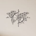 World Map With Direction Metal Wall Art1