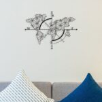 World Map With Direction Metal Wall Art2