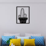 Cactus In Pot Metal Wall Art3