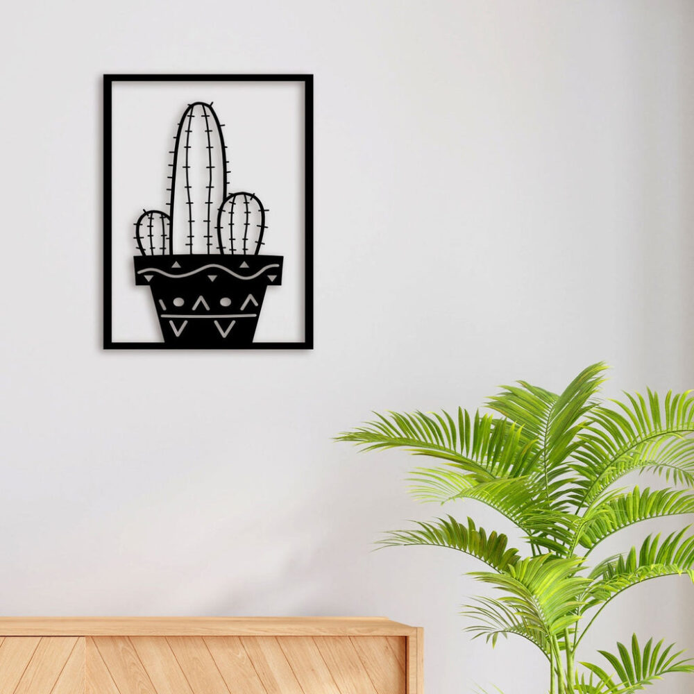 Cactus In Pot Metal Wall Art4