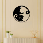 Cat Ying Yang Metal Wall Art