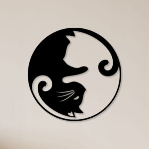 Cat Ying Yang Metal Wall Art1