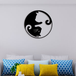 Cat Ying Yang Metal Wall Art4