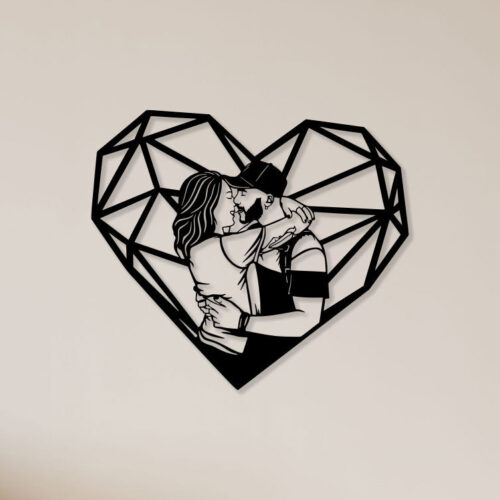 Couple With Heart Metal Wall Art1