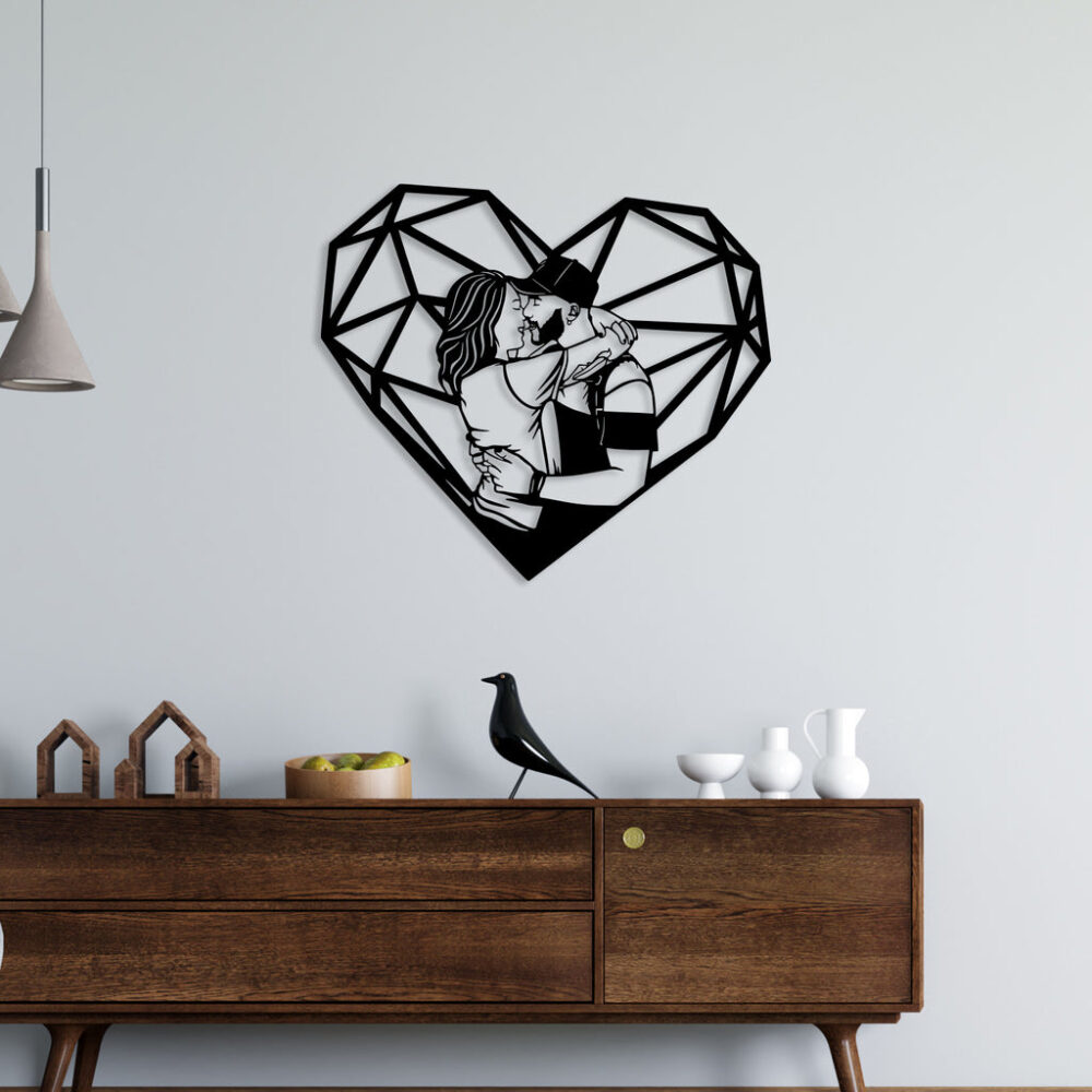 Couple With Heart Metal Wall Art2