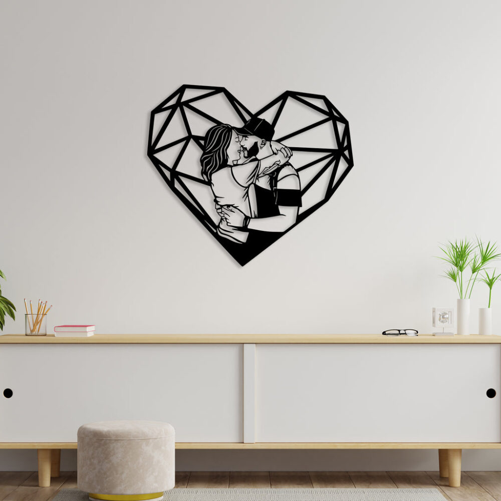 Couple With Heart Metal Wall Art3