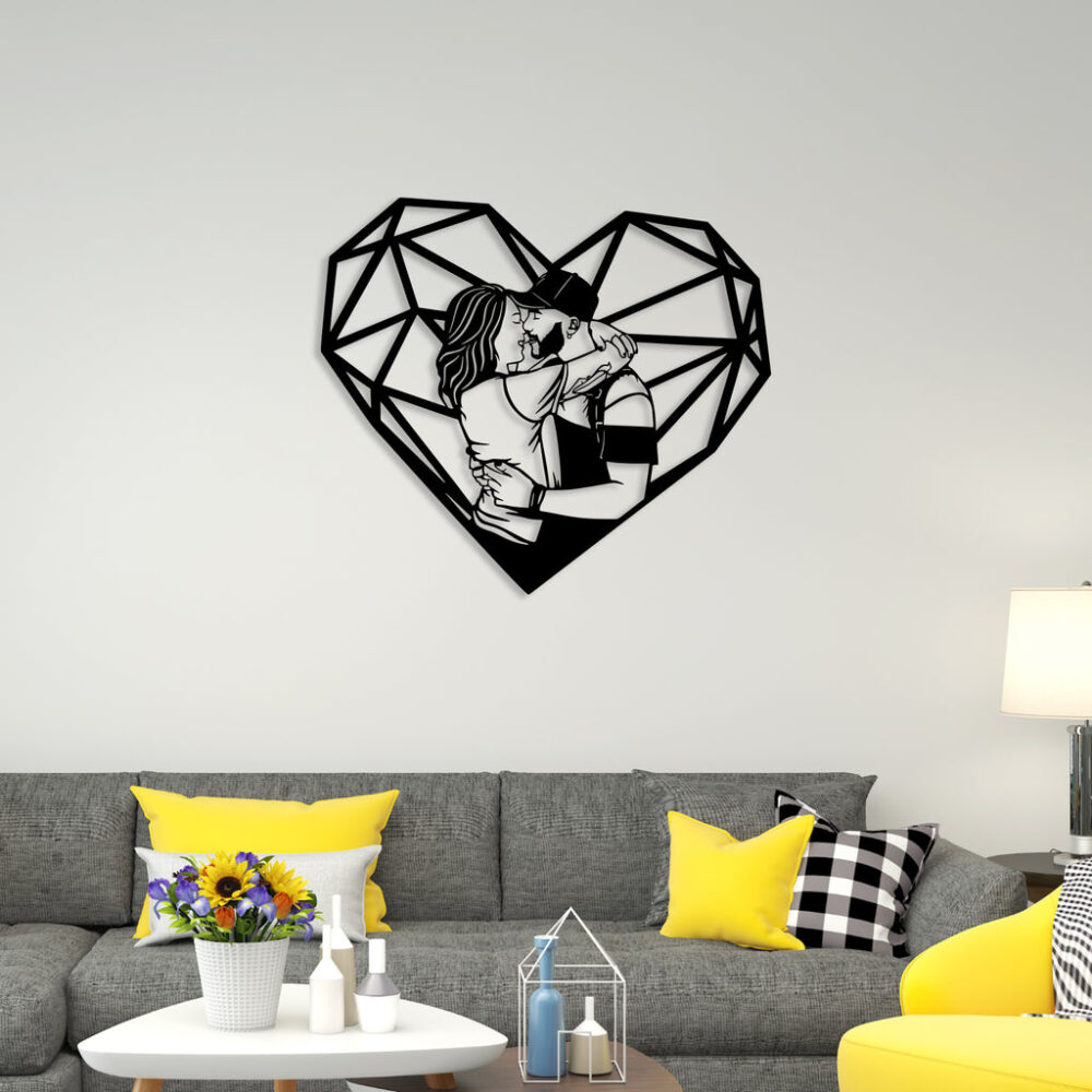 Couple With Heart Metal Wall Art4