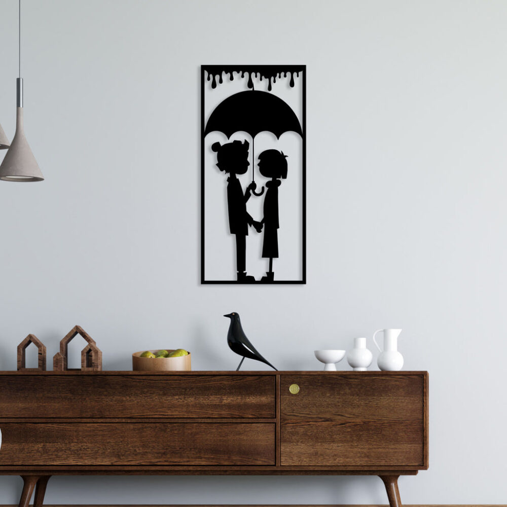 Couple With Umbrella Metal Wall Art3
