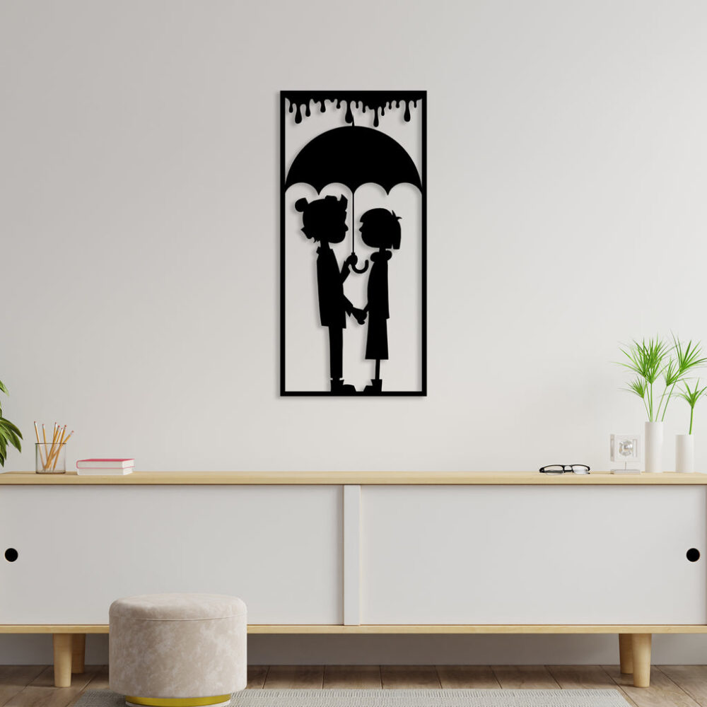 Couple With Umbrella Metal Wall Art4