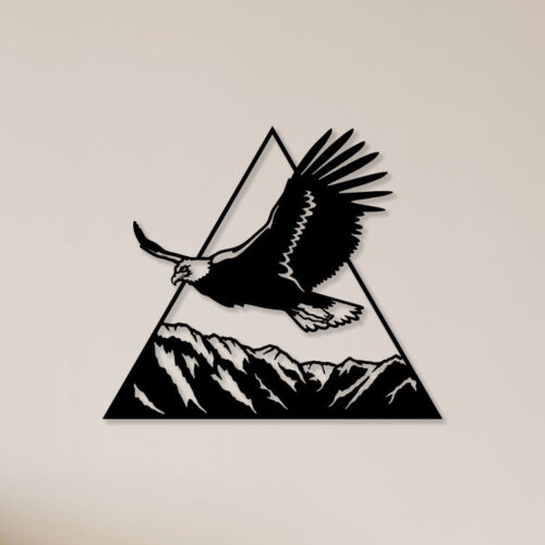 Eagle On Mountain Metal Wall Art1