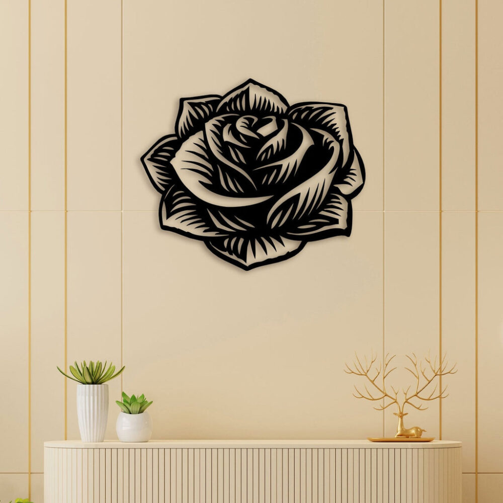 Elegant Rose Metal Wall Art3