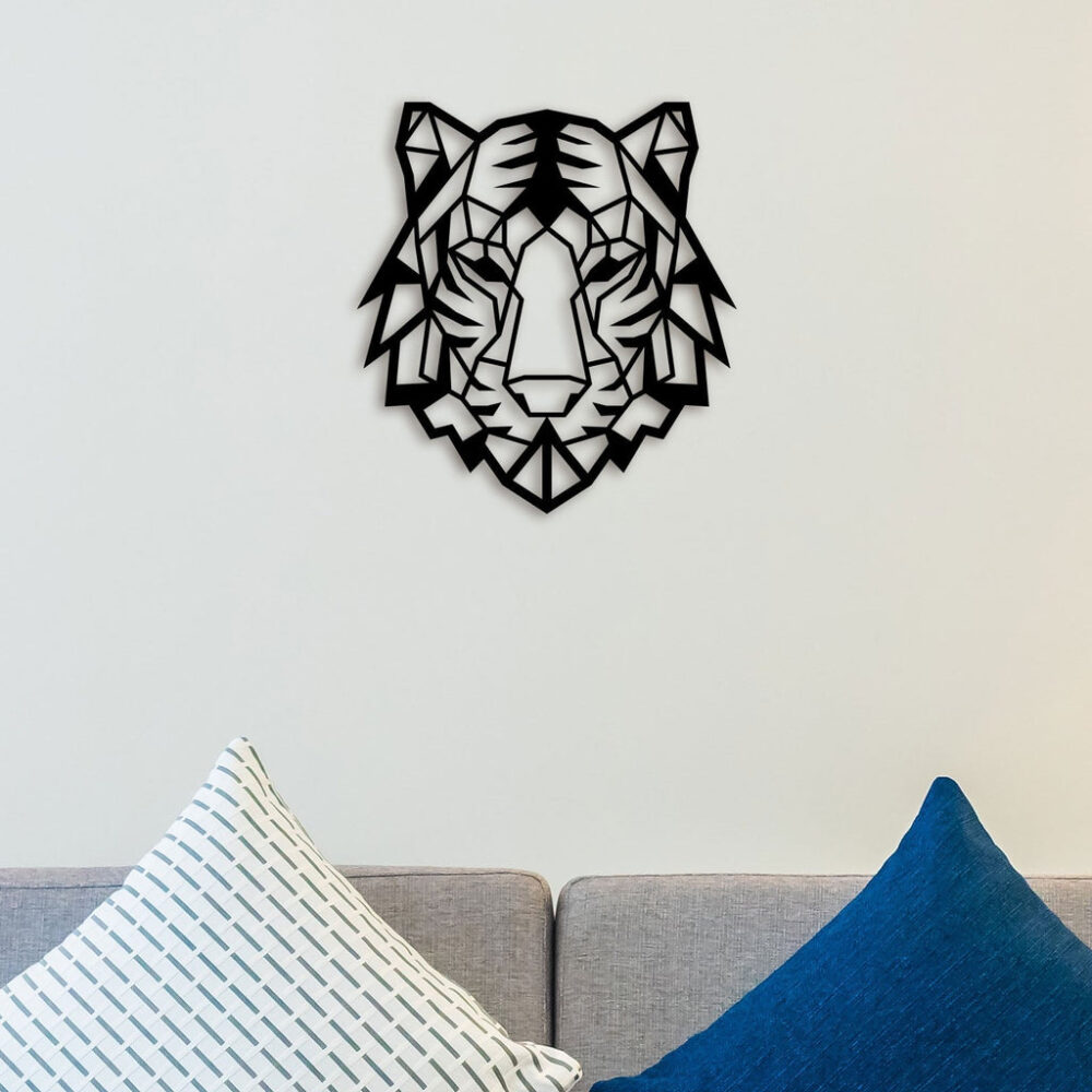 Elegant Tiger Face Metal Wall Art