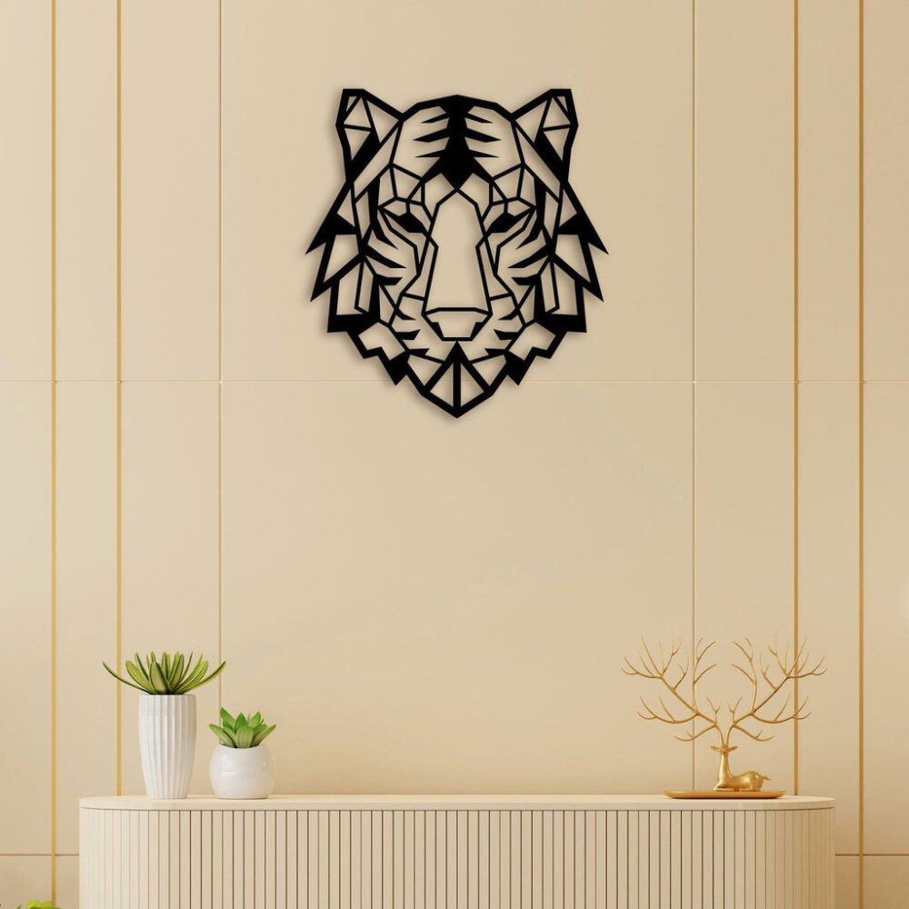 Elegant Tiger Face Metal Wall Art2