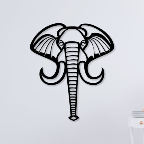 Elephant Face Metal Wall Art1