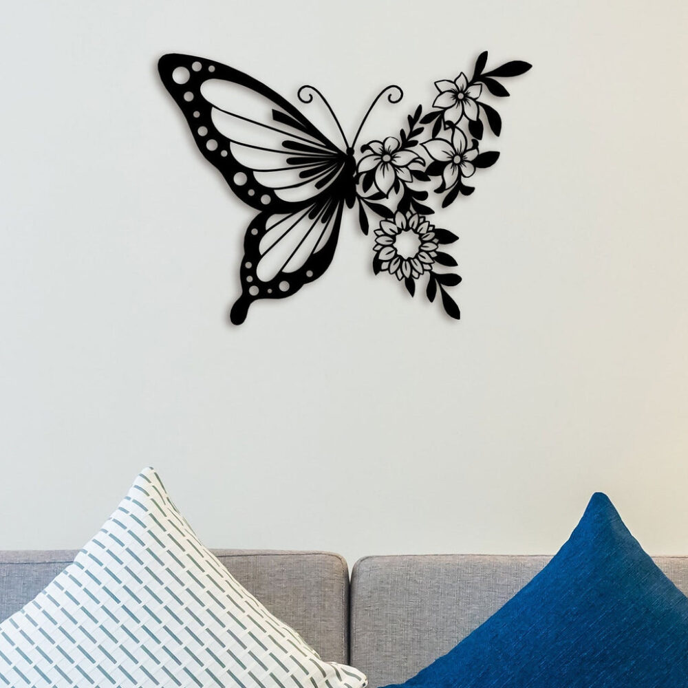 Flower Butterfly Metal Wall Art