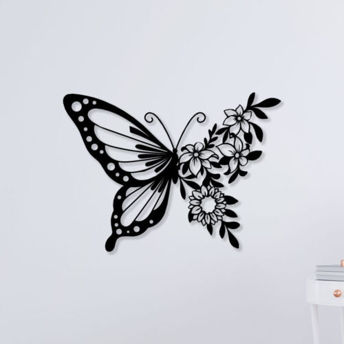 Flower Butterfly Metal Wall Art1