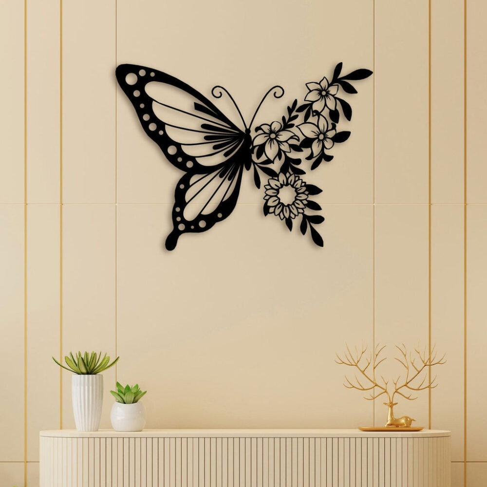 Flower Butterfly Metal Wall Art2