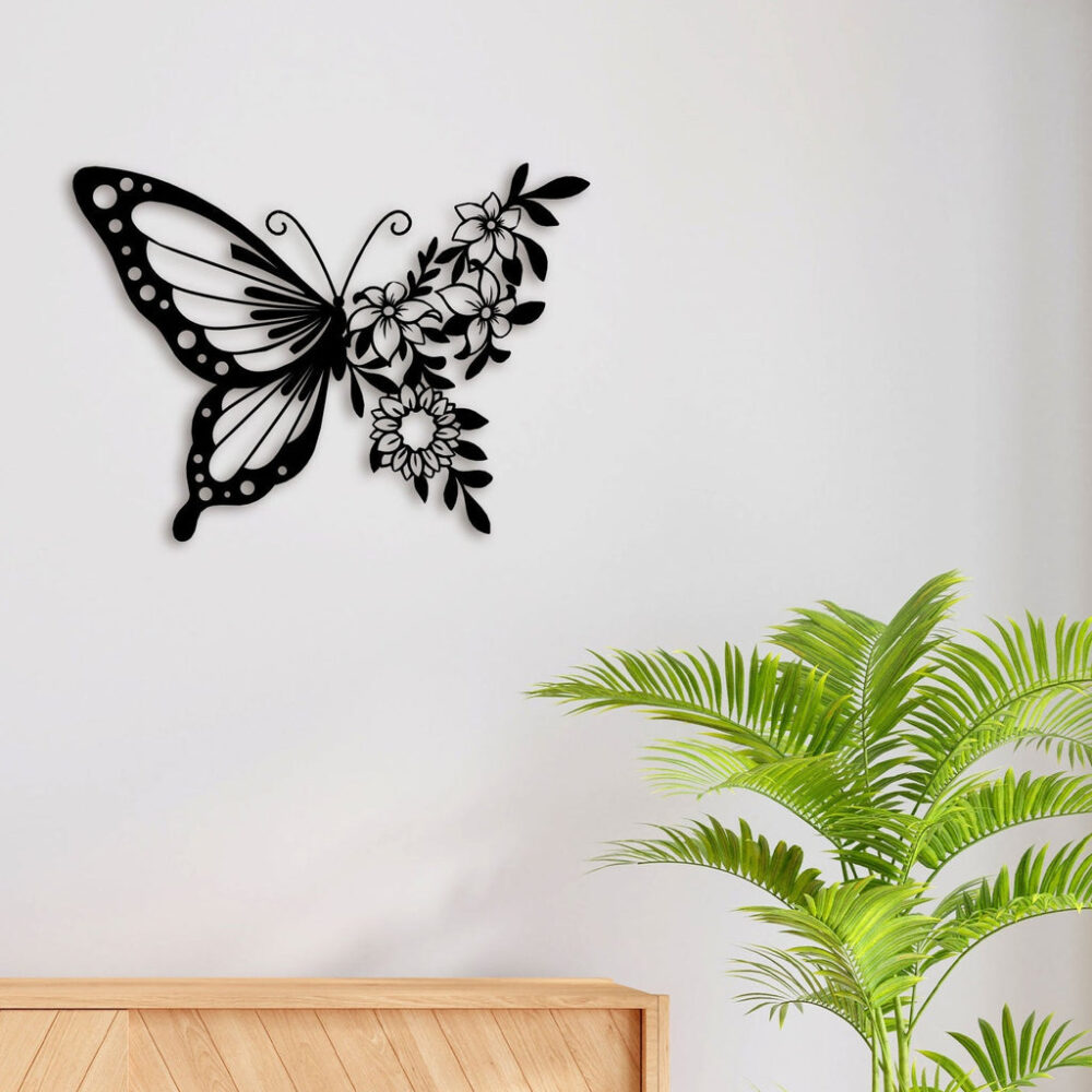 Flower Butterfly Metal Wall Art3