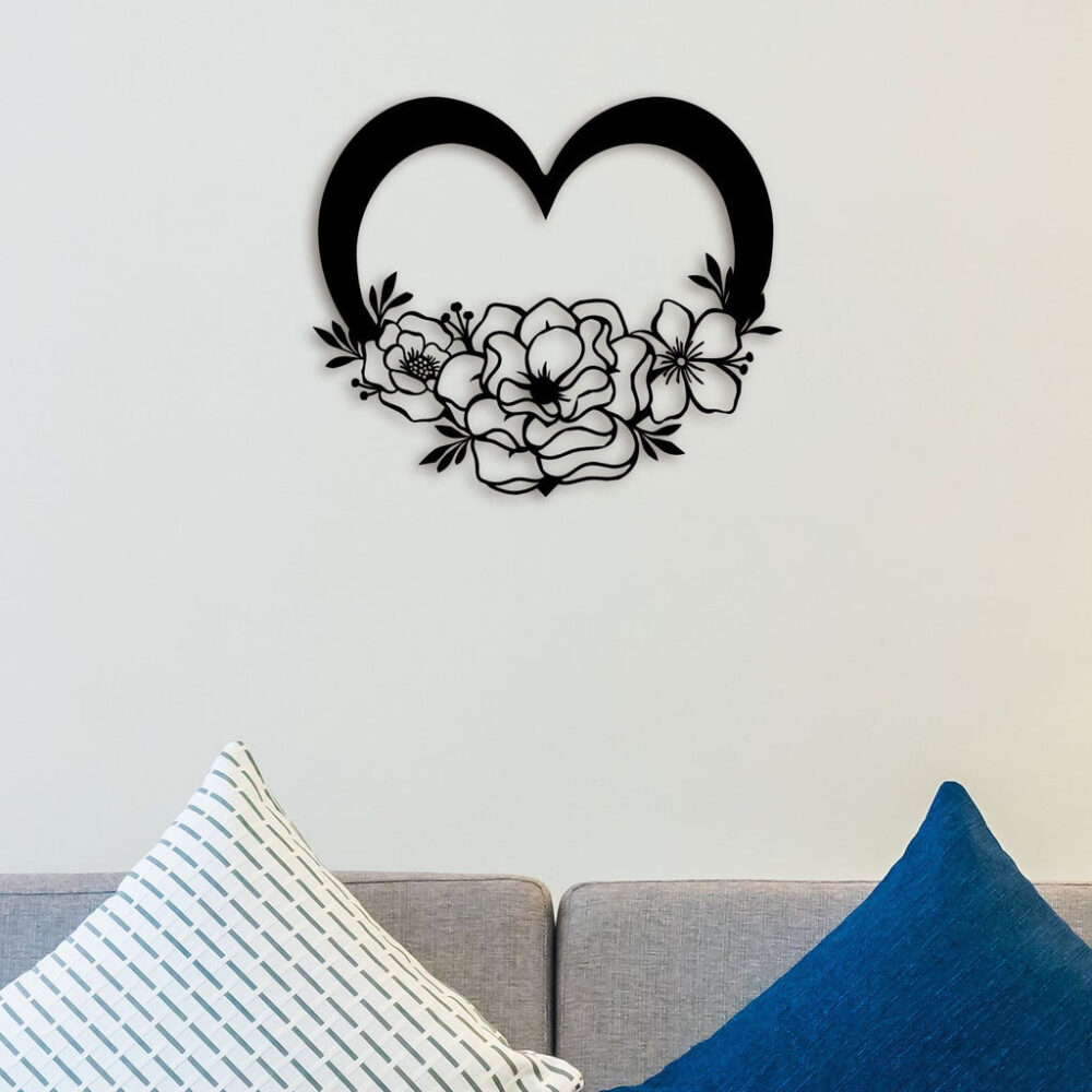 Flower Heart Metal Wall Art