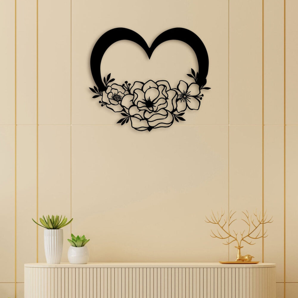 Flower Heart Metal Wall Art2