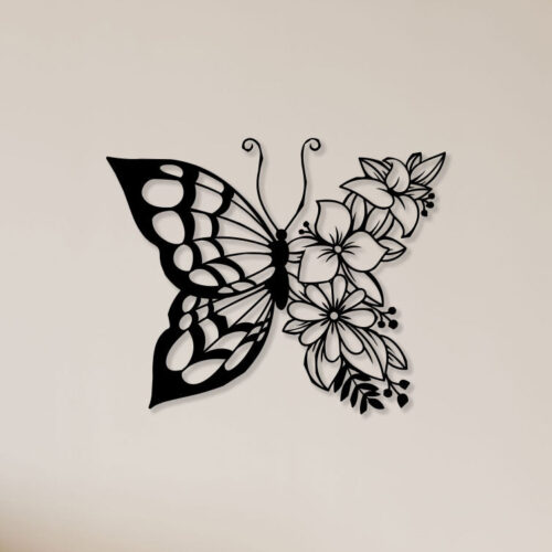 Flowers Butterfly Metal Wall Art1