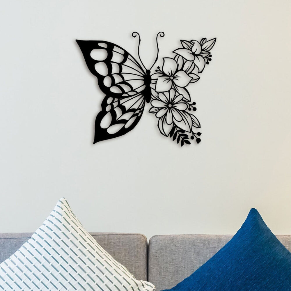 Flowers Butterfly Metal Wall Art2