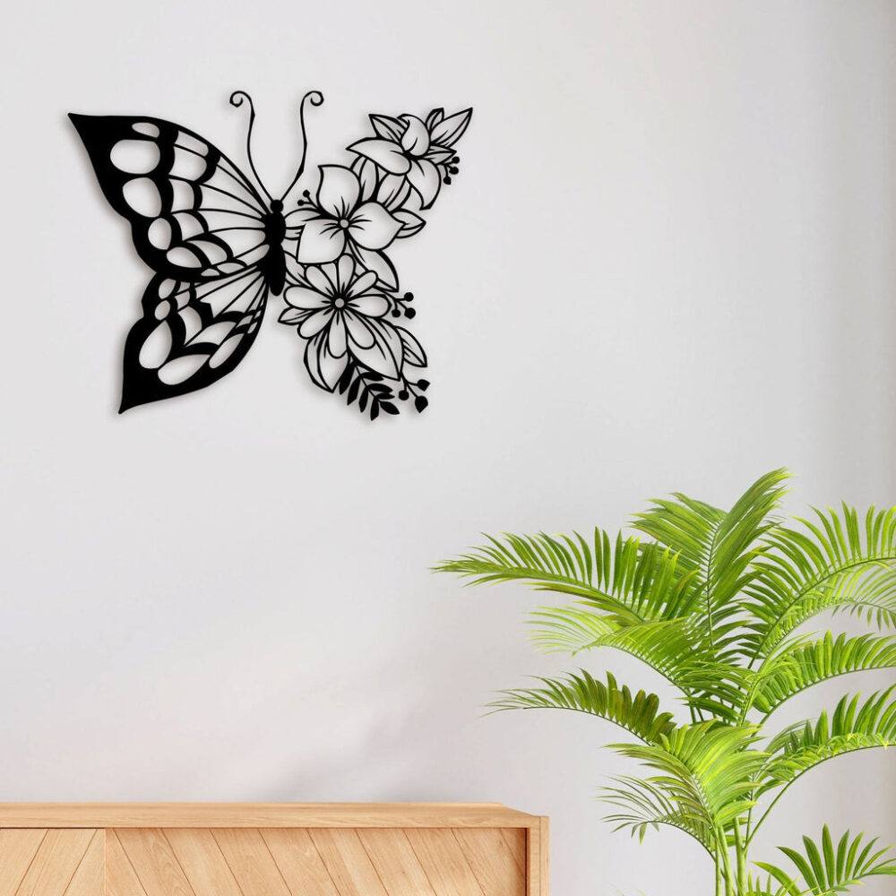 Flowers Butterfly Metal Wall Art3
