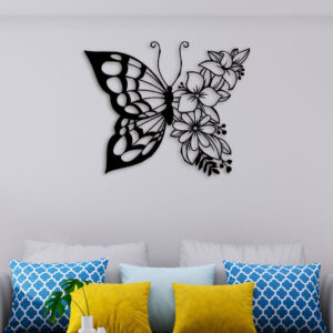 Flowers Butterfly Metal Wall Art4